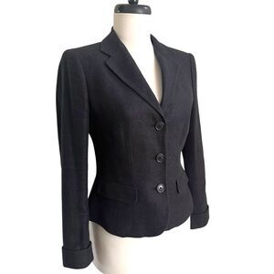 Ralph Lauren Linen Silk Tweed Riding Blazer Size 2 Herringbone Preppy Old Money